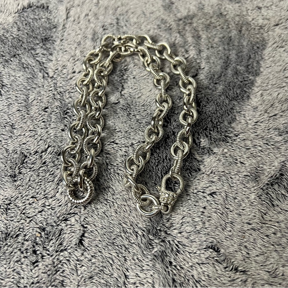 Judith Ripka Silver Link Chain Necklace 18in - Picture 6 of 7